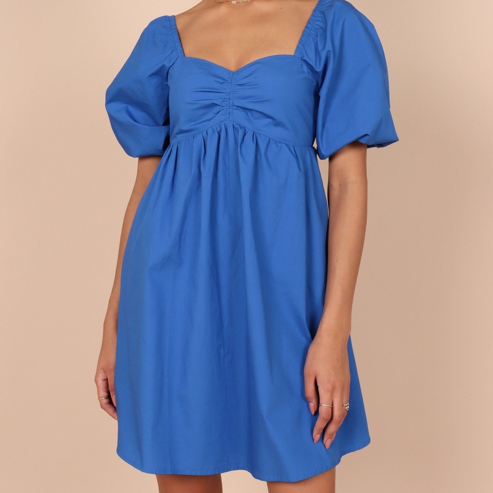 Petal & Pup Royal Blue Puff Sleeve Mini Dress